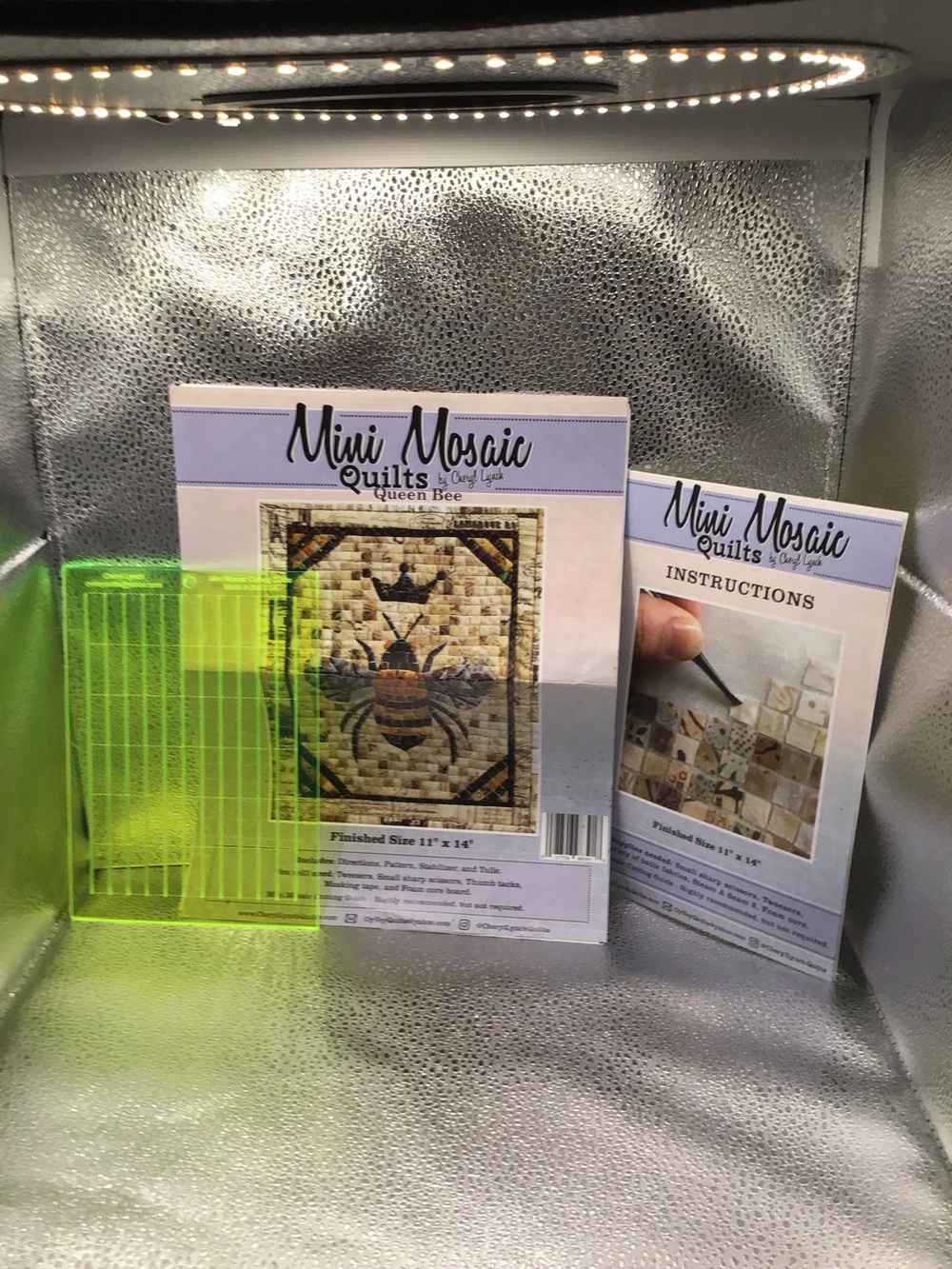 Mini Mosaic Quilts 'Queen Bee' Pattern - Purple and Neon Green